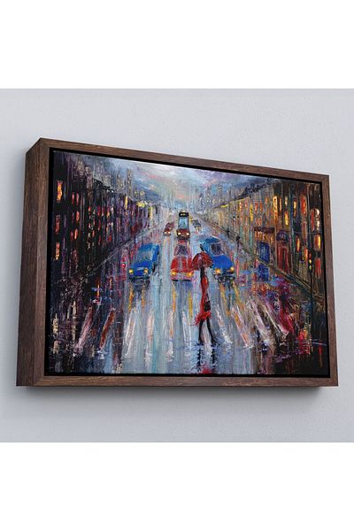 Harita Sepeti Pictură murală modernă pe pânză cu aspect de vopsea în ulei înrămată, Tablo-1197