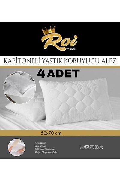 Roi Tekstil Set de saltea de protectie din 4 piese, cu model matlasat, cu fermoar