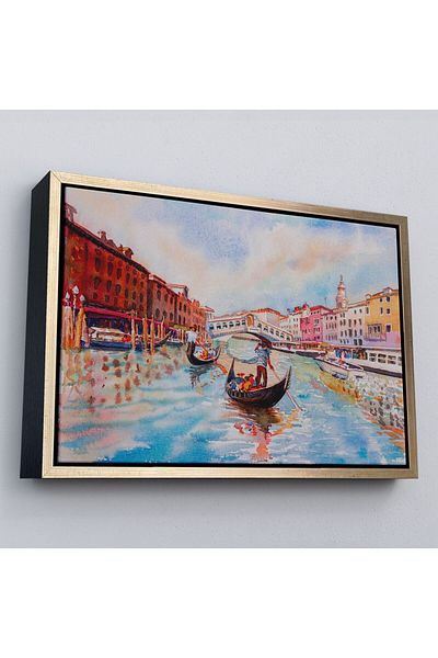 Harita Sepeti Πλαίσιο Βενετία Το Canal Da Gondolas Εικόνα ελαιογραφίας Προβολή Διακοσμητικός πίνακας τοίχου σε καμβά-3660