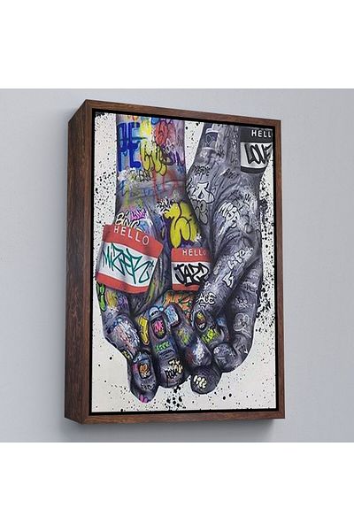 Harita Sepeti Artă de perete pe pânză în stil Banksy cu rame, poster de perete de mână cu graffiti Canvas Painting-5311