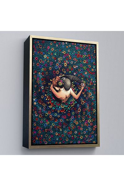 Harita Sepeti Стенопис "Танцуващи влюбени в рамки с цветни цветя" - 6200