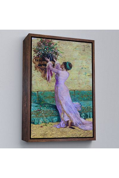 Harita Sepeti Κορίτσι με πλαίσιο που τοποθετεί βάζο Osman Hamdi Bey Canvas Painting-5295