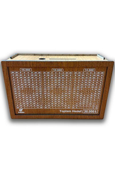 kalides Parabox - 30.000tl Kumbara (Kalem Hediyeli) , Ahşap Para Biriktirme Hedef Kutusu