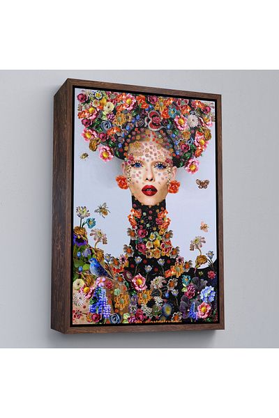 Harita Sepeti Framed Flower And Woman Themed Decorative Wall Painting-6338