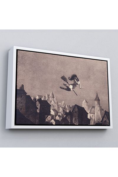 Harita Sepeti Vrăjitoare zburătoare cu ramă, pictură decorativă de perete-5191