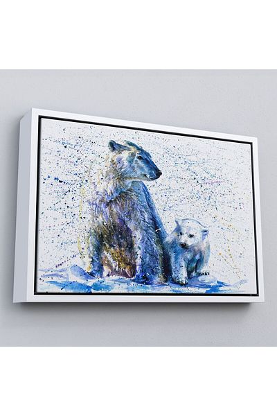 Harita Sepeti Pictură decorativă pe pânză urs polar și cățeluș în cadru-1139