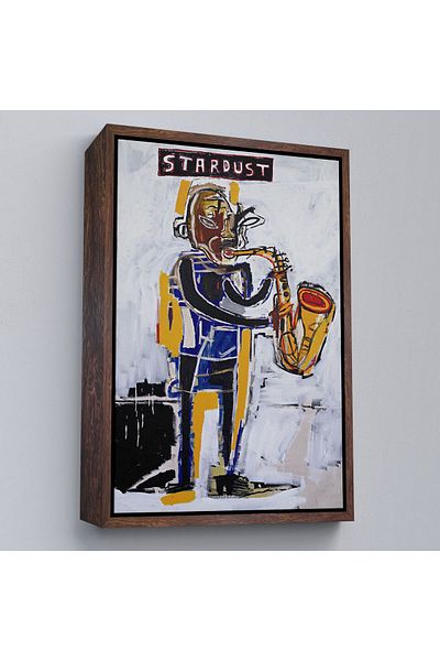Harita Sepeti Επιτραπέζιο καμβά σαξόφωνο Jean Michel Basquiat Stardust με πλαίσιο, Street Art, Pop Art-4963