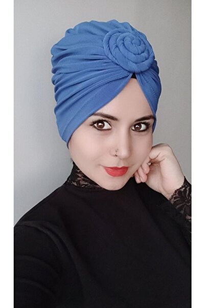 BAV Butik Ayvitrin غطاء رأس نسائي بعقدة ملتوية باللون الأزرق الفاتح