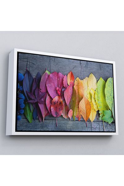 Harita Sepeti Pictură murală decorativă pe pânză cu frunze de toamnă înrămată-3441