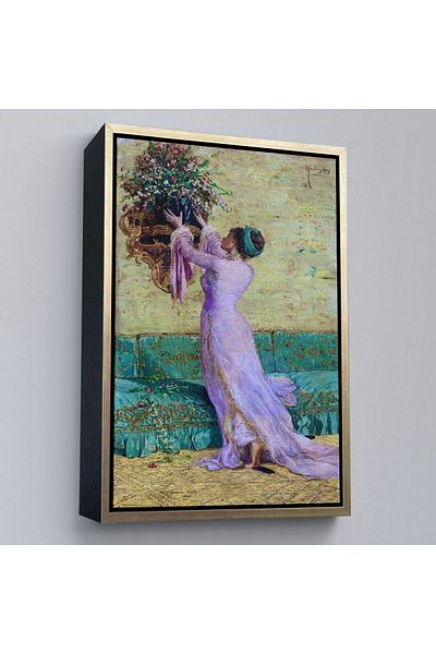 Harita Sepeti Κορίτσι με πλαίσιο που τοποθετεί βάζο Osman Hamdi Bey Canvas Painting-5295