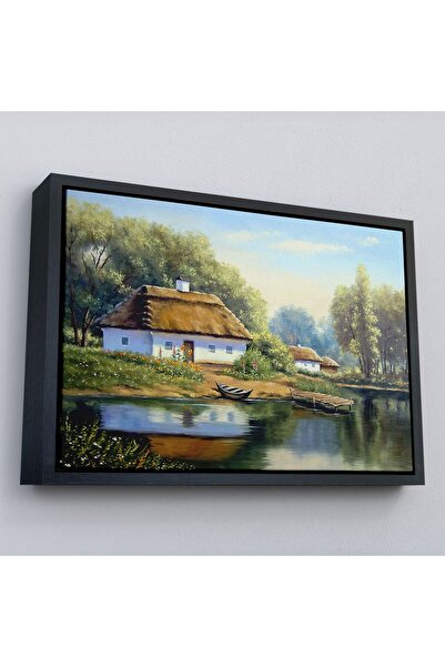 Harita Sepeti Uokvirena seoska kuća s pogledom na jezero, uljana slika, dekor...