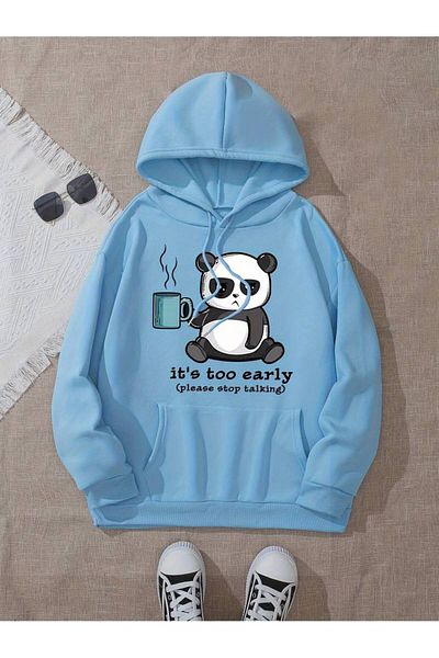 AMMA Χειμερινό φούτερ Unisex Oversize Panda με κουκούλα - 3 κλωστές
