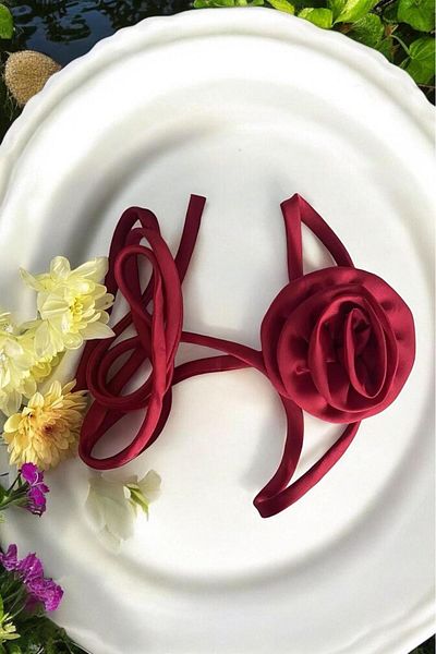Only Vogue Rose Patterned Choker Necklace - Fabric