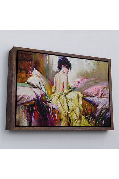 Harita Sepeti Însoțit de cadru femeie pastel vedere pictură decorativă pe pânză de perete-3766