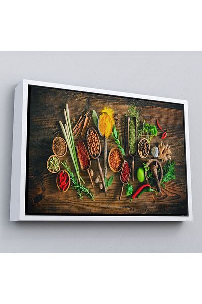 Harita Sepeti Condimente pe masă de tăiat de bucătărie într-un cadru Canvas Painting-3586