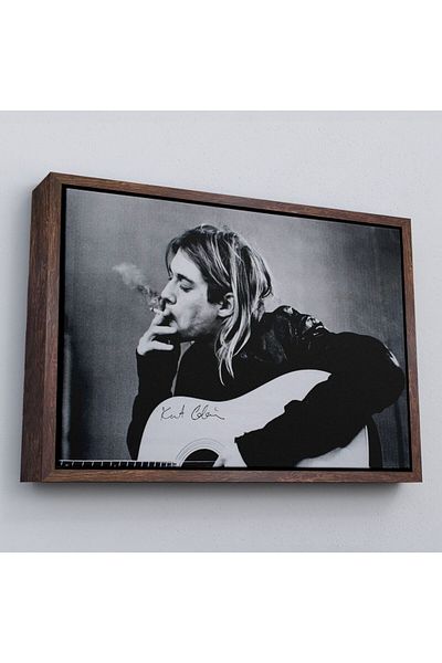 Harita Sepeti Cu cadru Kurt Cobain Smoking Celebrity Print Wall Art Canvas Print, Nirvana Print-5405