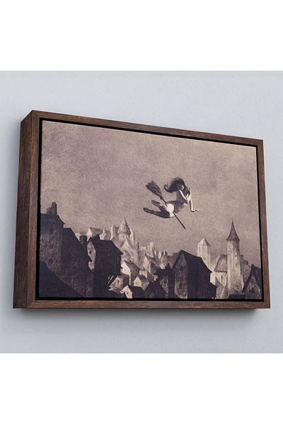 Harita Sepeti Vrăjitoare zburătoare cu ramă, pictură decorativă de perete-5191