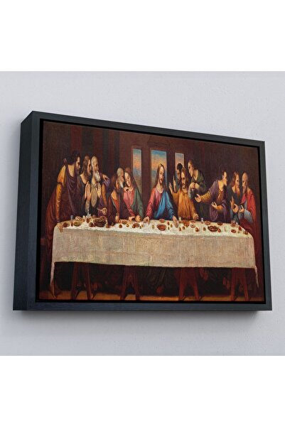 Harita Sepeti Çerçeveli Da Vinci'Nin Son Akşam Yemeği Kanvas Tablo-5183