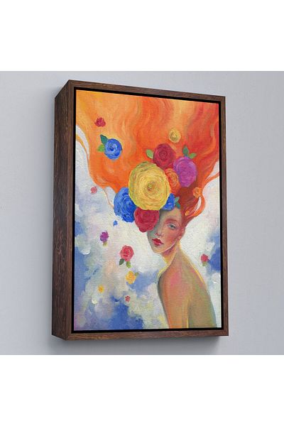 Harita Sepeti Femeie cu păr de flori într-un cadru Pictură în ulei Aspect Decorativ Pictură murală pe pânză-5942