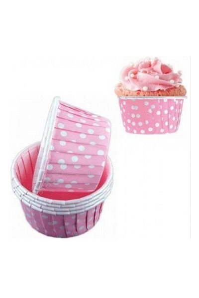 EFE PASTACILIK Pink Polka Dot Muffin Paper Capsules 25 Pieces 50x39 Mm