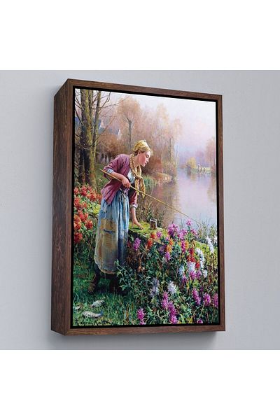 Harita Sepeti Pictură decorativă de perete pentru fată de țară rusă pe marginea râului cu cadru-6165