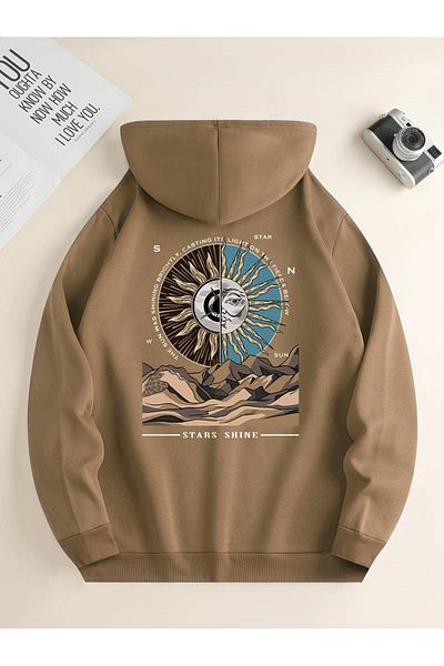 AMMA Χειμερινό φούτερ με κουκούλα Unisex 3 Thread Oversize - Stars Shine Printed