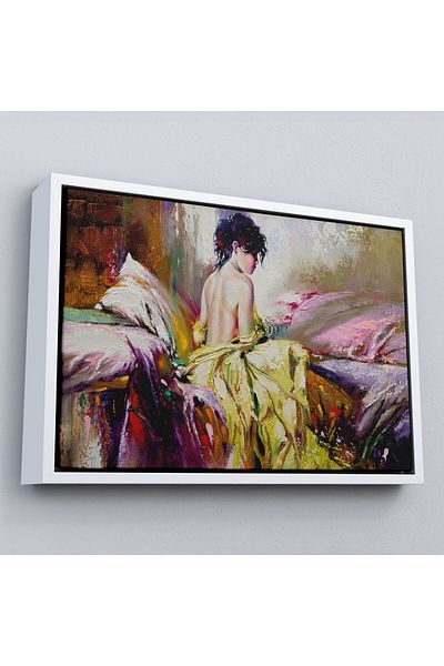 Harita Sepeti Însoțit de cadru femeie pastel vedere pictură decorativă pe pânză de perete-3766