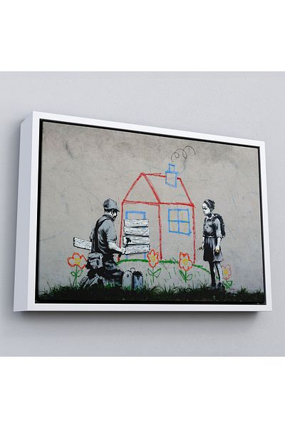 Harita Sepeti Pictură pe pânză pentru băiat Bansky care acoperă ușa casei de desen-5019