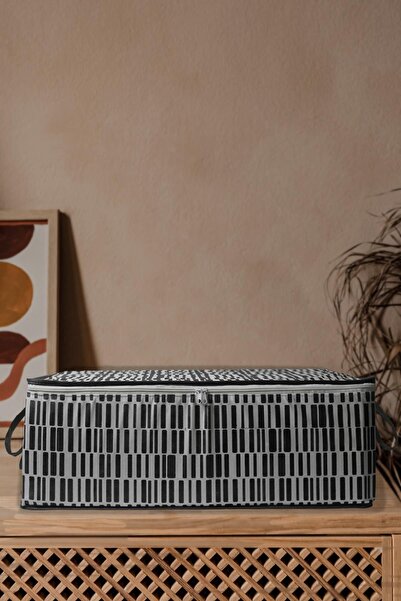 ADARYA HOME 8'li Çekyat Baza Tipi Yastık Kıyafet Saklama Hurcu - Baza Altı Hurç Zebra Desen(ANTRASİT)