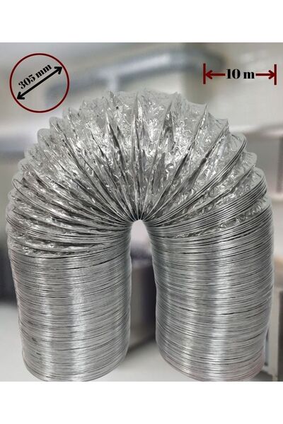 305 Mm Alüminyum 10 Metre Aspiratör Havalandırma Borusu Çelik Telli Flexible