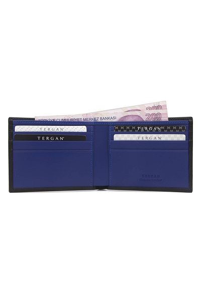 Tergan Men's Leather Wallet Black/Sax Blue - 01211K1B