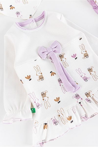 Babymod Rabbit Patterned Bow 5 Piece Baby Girl Hospital Outlet Baby Set