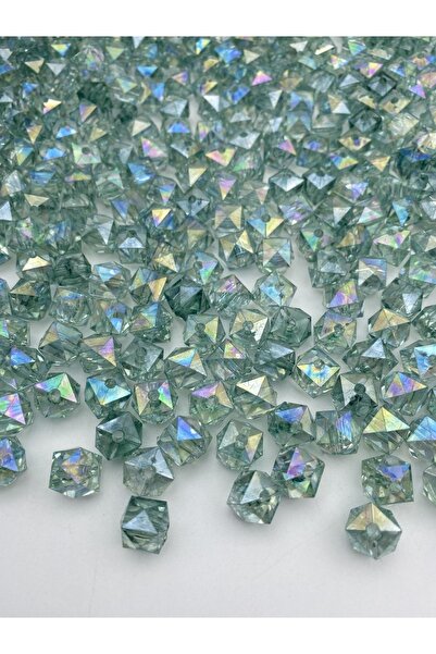 Hedef Bijuteri 100 جرام 10 ملم مكعب جانجان فيروزي، خرز أكريليك نموذج مكعب، مج...