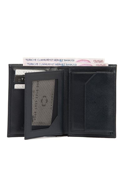 Tergan Men's Leather Wallet Navy Blue - 1108H86