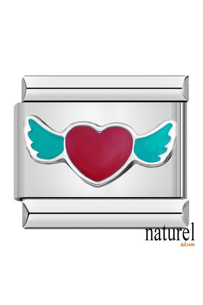 Naturel Tılsım Italian Stainless Steel 9mm Flying Heart Charm