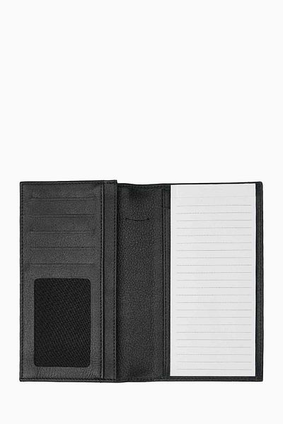 DAMY Black Genuine Leather Notebook Wallet - With Note Holder and Phone K710