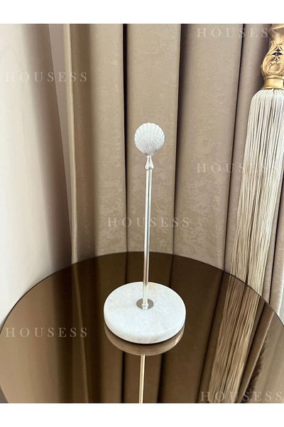 Housess Мраморен държач за хартиени кърпи, декоративен държач за салфетки с бродерия на стриди, сребрист