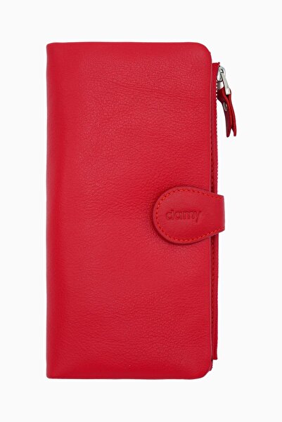 DAMY Червоний K958 Модель М'яка шкіряна жіноча гаманець - на кнопці і подарунковий