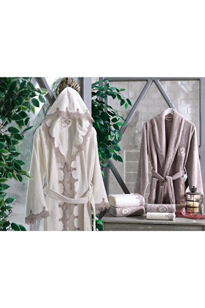 Dantela Gipürlü Bambu Bornoz Seti (6 PARÇA) Model: Almira