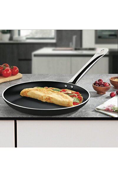 Evren 32 Cm Bistro Krep Tava, Horeca Non-Stick Krep ve Omlet Tava 32 cm (Çelik Boru Kulp)