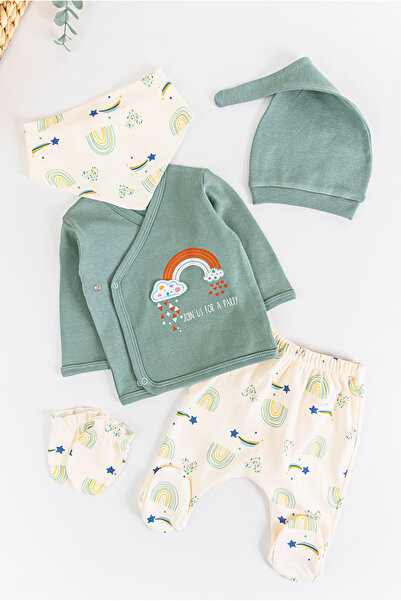Babymod Gökkuşağı Temalı 5 Parça Kız/erkek Bebek Hastane Çıkışı Bebek Takımı