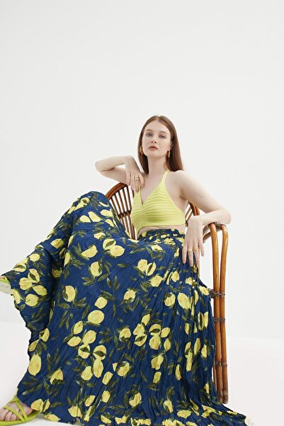 Genel Markalar Kadın Limon Desenli Kıraş Etek