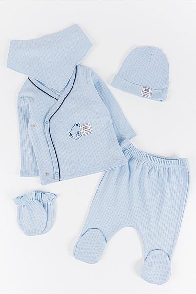 Babymod Teddy Bear Printed 5 Piece Baby Boy Hospital Outlet Baby Set