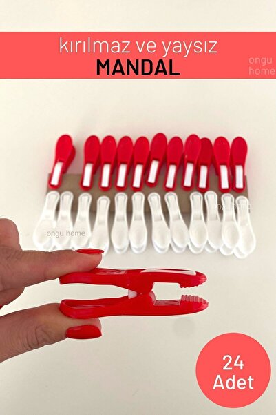 ongu home 24 Adet Kırılmaz Mandal Yaysız Mandal Mandal Iz Bırakmaz Mandal (KI...