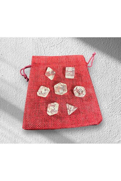 Le Majeur Dungeons and Dragons Dnd Frp Dice Set - Set of 7, Transparent Pouch Gift