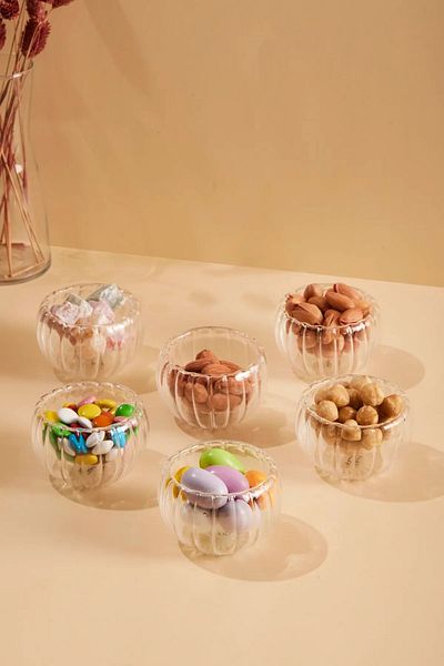 MİS KİTCHEN 6-Piece Mini Sauce Bowl Dragee Set - Double Sided, Brown Colored Snack Bowl