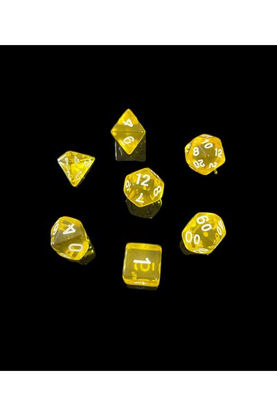 Le Majeur 7-Piece DND Frp Dice Set - Dungeons And Dragons Desktop Gaming Dice, Transparent Yellow and Pouch Gift