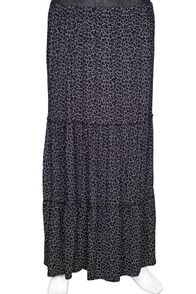 HESNA Fusta neagră Nursel elastică cu 3 straturi cu model de sticlă spartă