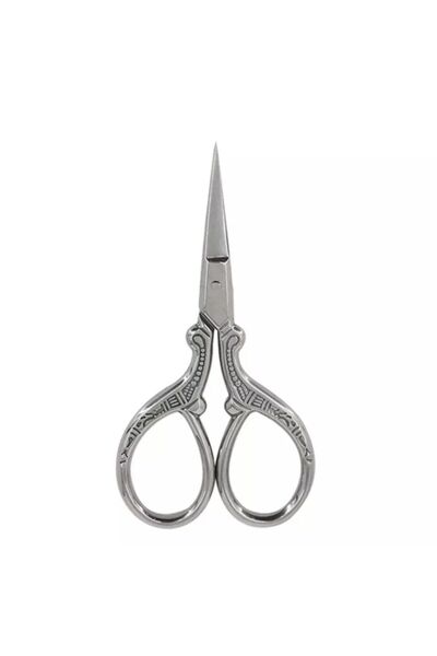 OzanTuhafiye Vintage Phoenix Stitch Embroidery Promise Engagement Scissors M16 Silver