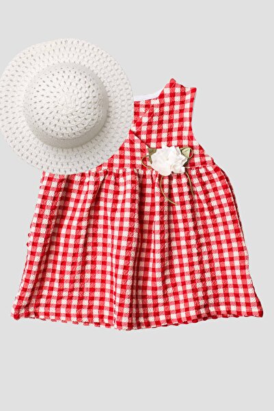 Chicsy Baby Pötikare Desenli Gül Detaylı Esnek Kız Bebek Elbisesi